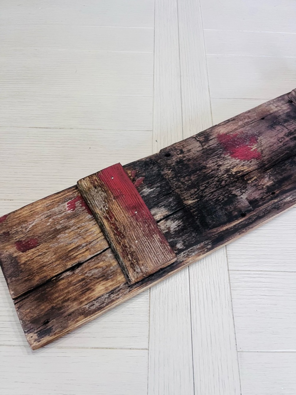 Rustic Barn Wood Long Raised Tray for Kitchen Island Centerpiece Mantle Decor - Picture 11 of 11